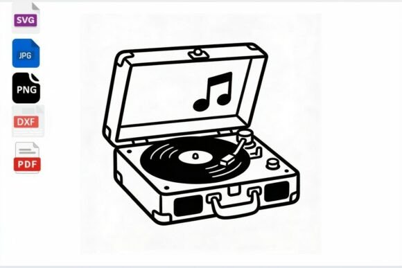 Retro Record Player SVG Clipart Music
