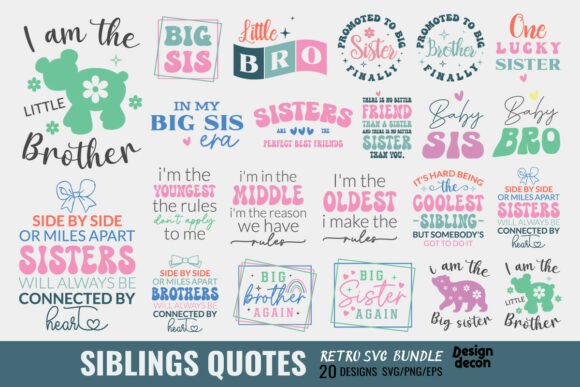 Retro Siblings Quotes SVG PNG Bundle Review