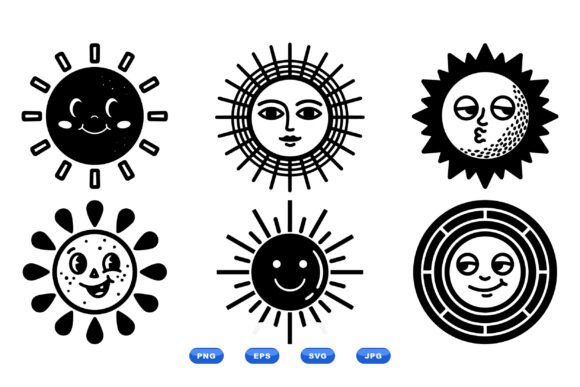 Retro Sun Face SVG Clipart Review