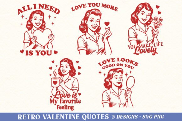 Retro Valentine Quotes SVG PNG Bundle Review