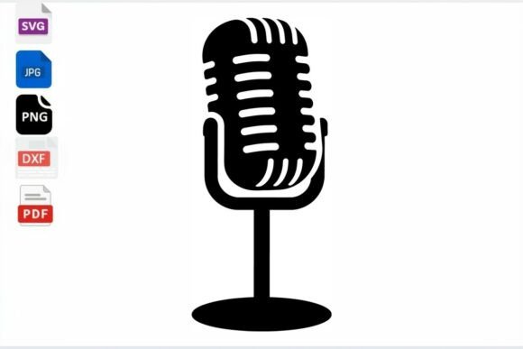 Vintage Microphone SVG Clipart Retro